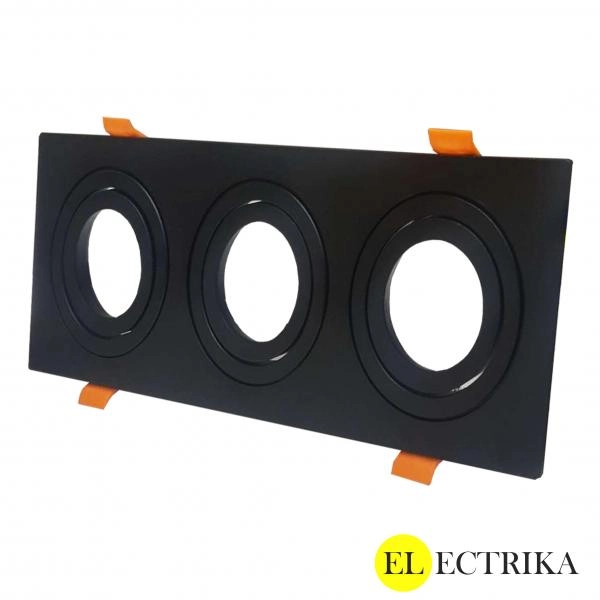 Electrica ներկառուցվող շրջանակ VR սև 3 տեղ ուղղանկյուն
