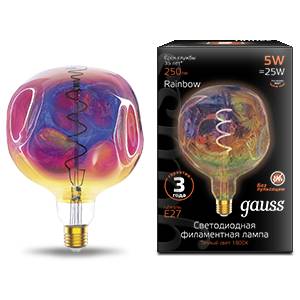 Gauss լամպ Е27 Black G150 5W 1800К 250Lm Rainbow ճկուն 1/6