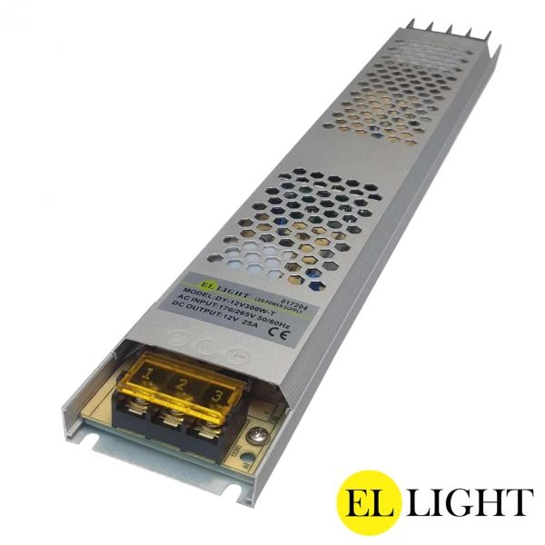 Ellight 12V սնուցման բլոկ 300W 25A (307x52x21մմ)