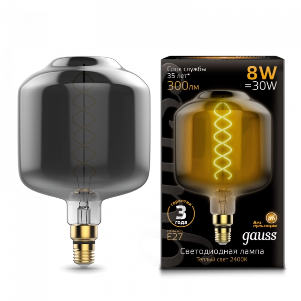 Gauss լամպ E27 Black DL180 8W 2400K 300Lm Gray ճկուն 1/6