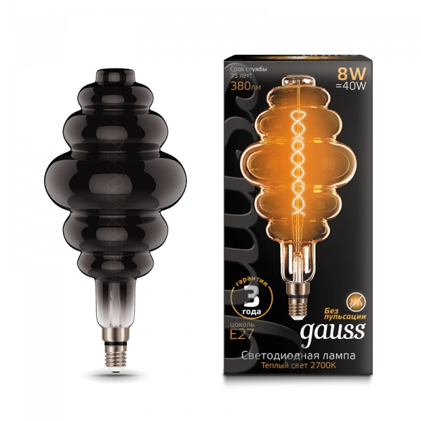 Gauss լամպ E27 Black BD200 8W 2700K 380Lm Gray ճկուն 1/6