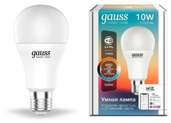 Gauss լամպ E27 Smart A60 10W 2700K-6500К 1055Lm դիմեր
