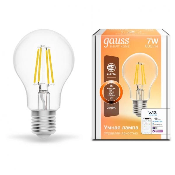 Gauss լամպ E27 Smart A60 7W 2700К 806Lm դիմեր Filament
