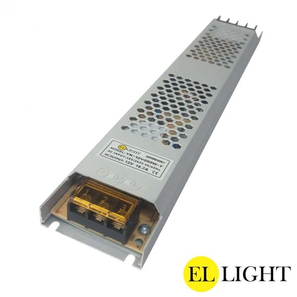 Ellight 12V սնուցման բլոկ 200W 16․7A (307x52x21մմ)