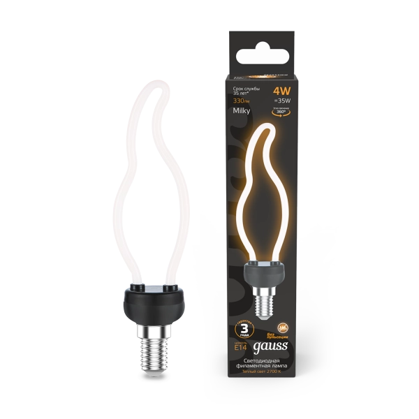 Gauss լամպ Е14 Black CT35 4W 2700К 330Lm Artline Milky  