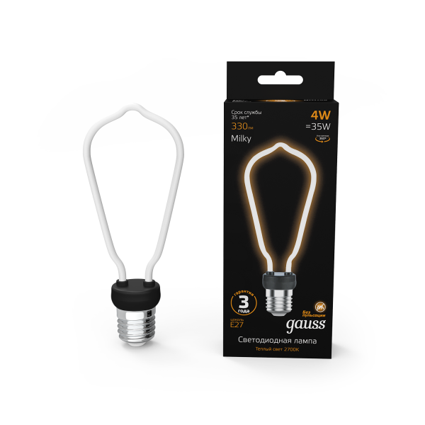 Gauss лампа E27 Black ST64 4W 2700К 330Lm Артлайн Молочная