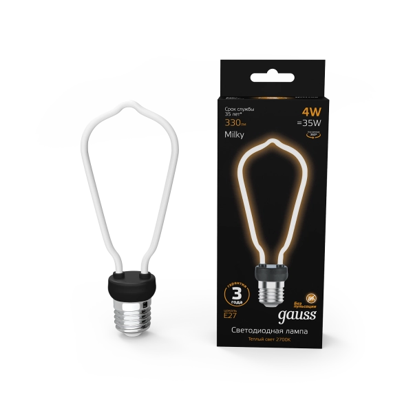 Gauss լամպ E27 Black ST64 4W 2700К 330Lm Artline Milky
