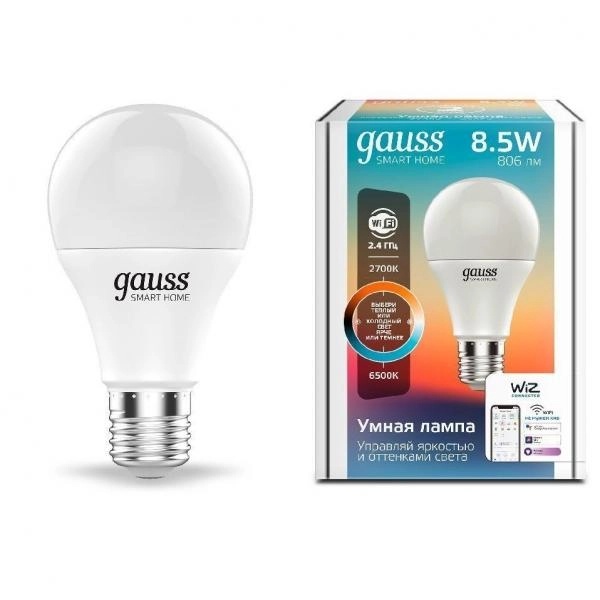 Gauss լամպ E27 Smart A60 8.5W 2700К-6500K 806Lm դիմեր 