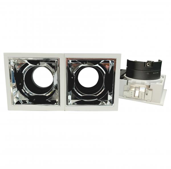 Electrica recessed frame MU23 2-gang rectangular white/chrome