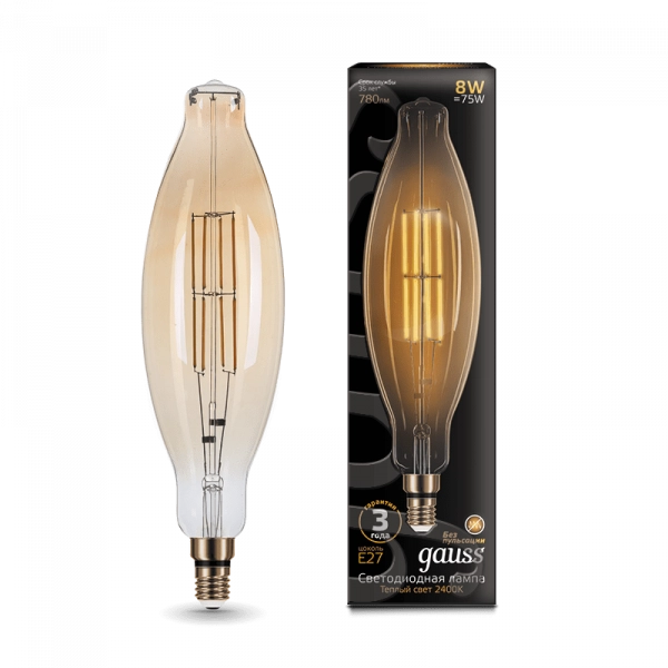 Gauss լամպ E27 Black BT120 8W 2400K 780Lm Golden 1/10