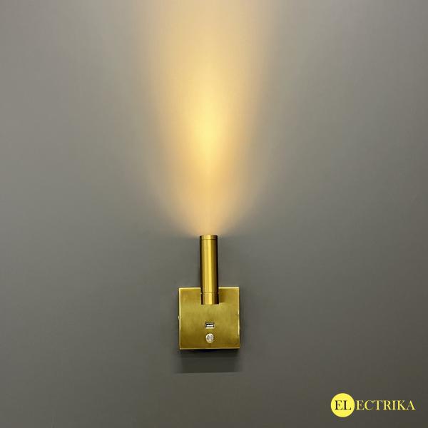 Electrica Surface-mounted USB Light 3W 3000K Gold with Switch IP20