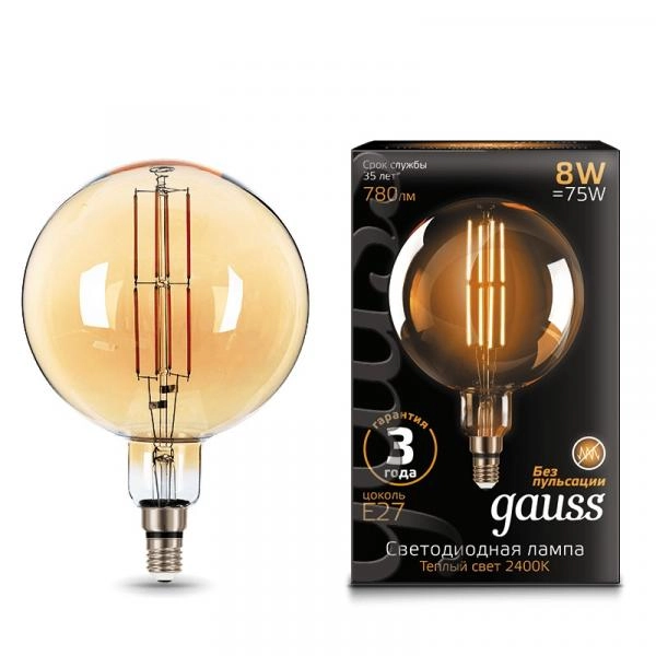 Gauss լամպ E27 Black G200 8W 2400K 780Lm Golden 1/10