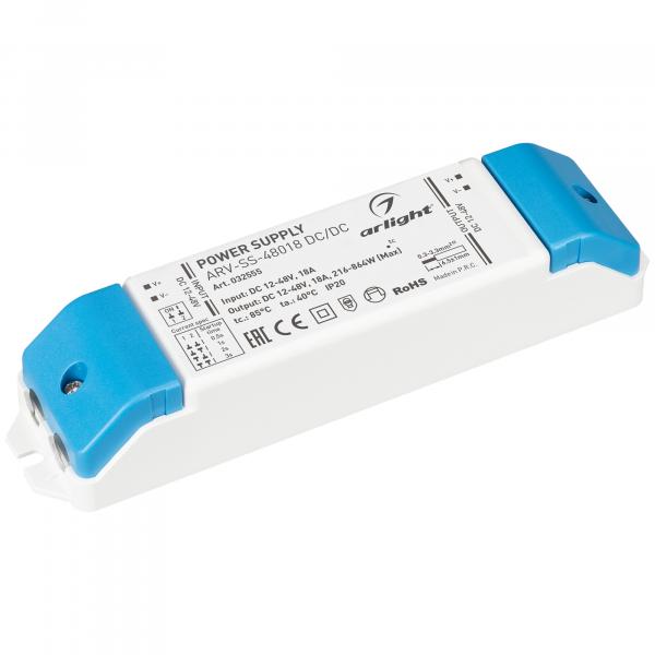 Контроллер плавного включения SPV-SS-48018 DC/DC (12-48V, 18A) (Arlight, IP20 Пластик, 5 лет)