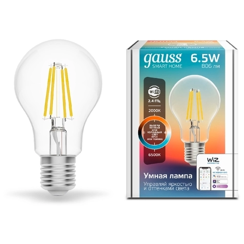 Gauss լամպ E27 Smart A60 6.5W 2000К-6500K 806Lm դիմեր Filament