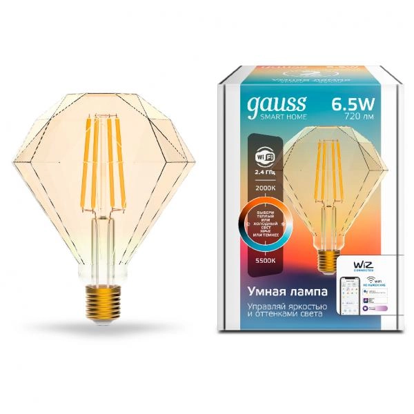 Gauss լամպ E27 Smart Diamond 6.5W 2000K-5500K 720Lm դիմեր Filament