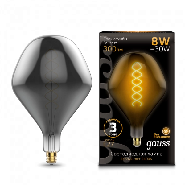 Gauss լամպ E27 Black SD160 8W 2400K 300Lm Gray 1/6