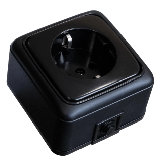 Titan external installation socket with ground black 2424
