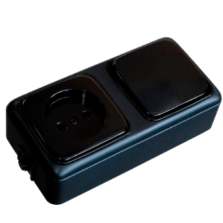 Titan switch + socket with ground black
