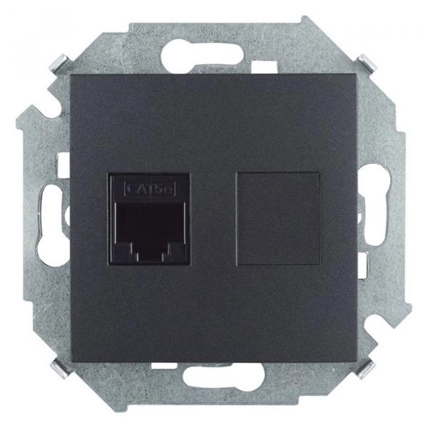 Simon15 компьютерная розетка RJ45 кат.6 черная (1/20)