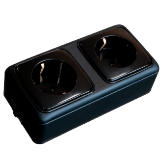 Titan external installation socket with ground 2 places black 2424+2424