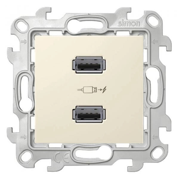 Simon24 зарядное устройство 2 местное слоновая кость 2xUSB 2.4А (1/1)