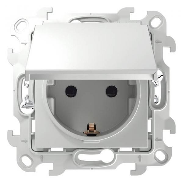 Simon24 վարդակ հողանցումով կափարիչով սպիտակ 16A (1/10)