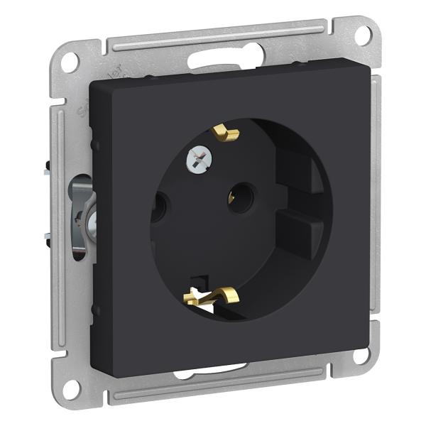 Schneider Atlas Socket with Grounding Black