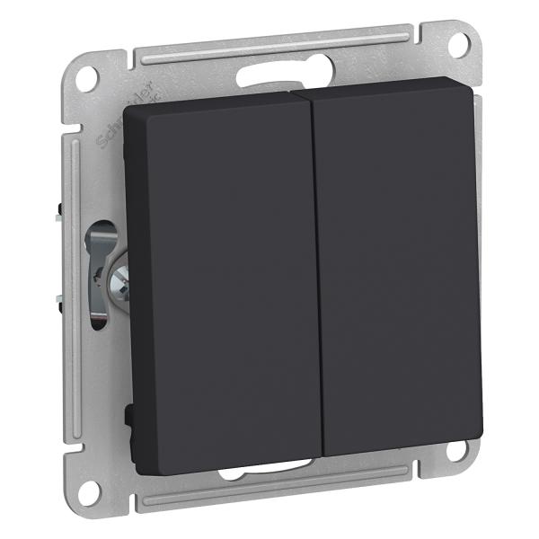 Schneider Atlas Reverse Switch 2-gang Black