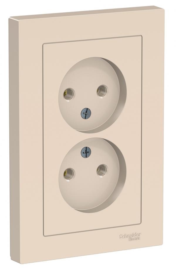 Schneider Atlas Socket without Grounding 2-gang Beige