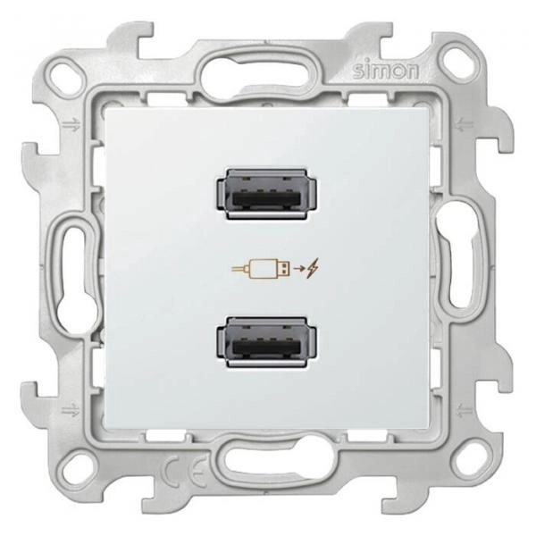 Simon24 зарядное устройство 2 местное белое 2xUSB 2.4А (1/1)