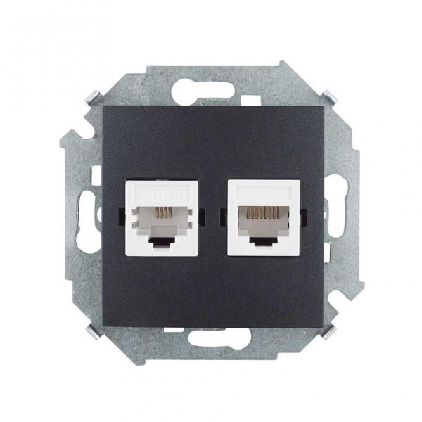 Simon15 վարդակ համակարգչի+հեռախոսի RJ11+RJ45 սև (1/20)