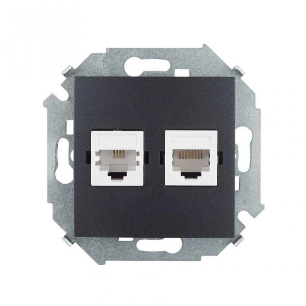 Simon15 компьютерно-телефонная розетка RJ11+RJ45 черная (1/20)