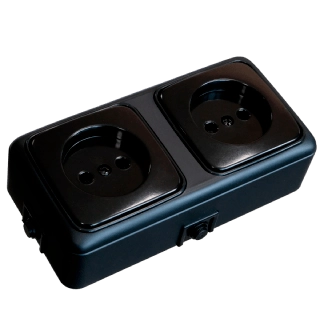 Titan external installation socket 2 places black 2422+2422