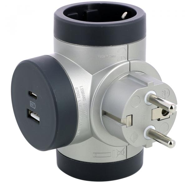 Legrand Elium патронный блок 16A 2 места USB A+C черный/алюминий
