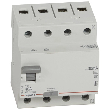 Legrand RX3 ավտոմատ պաշտպանական անջատման սարք (УЗО) 4P, AC40A, 30mA (1/1)