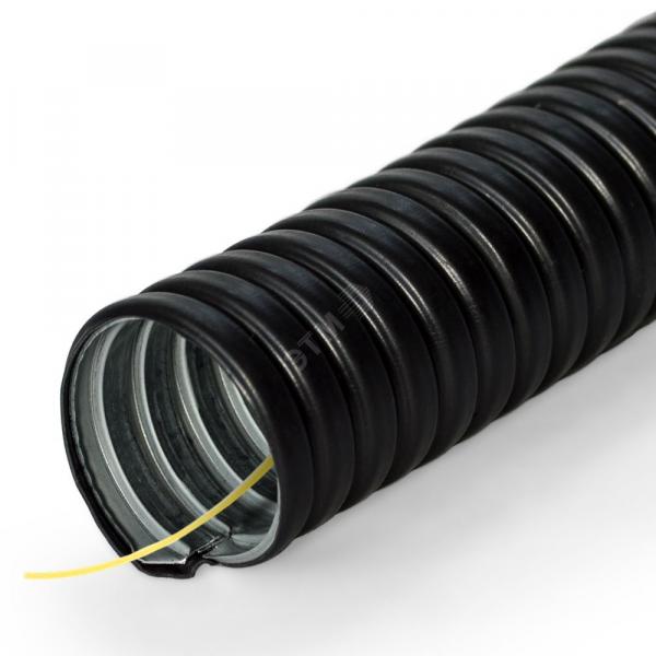 Промрукав metal+plastic pipe with rope black 15 mm (100 m)