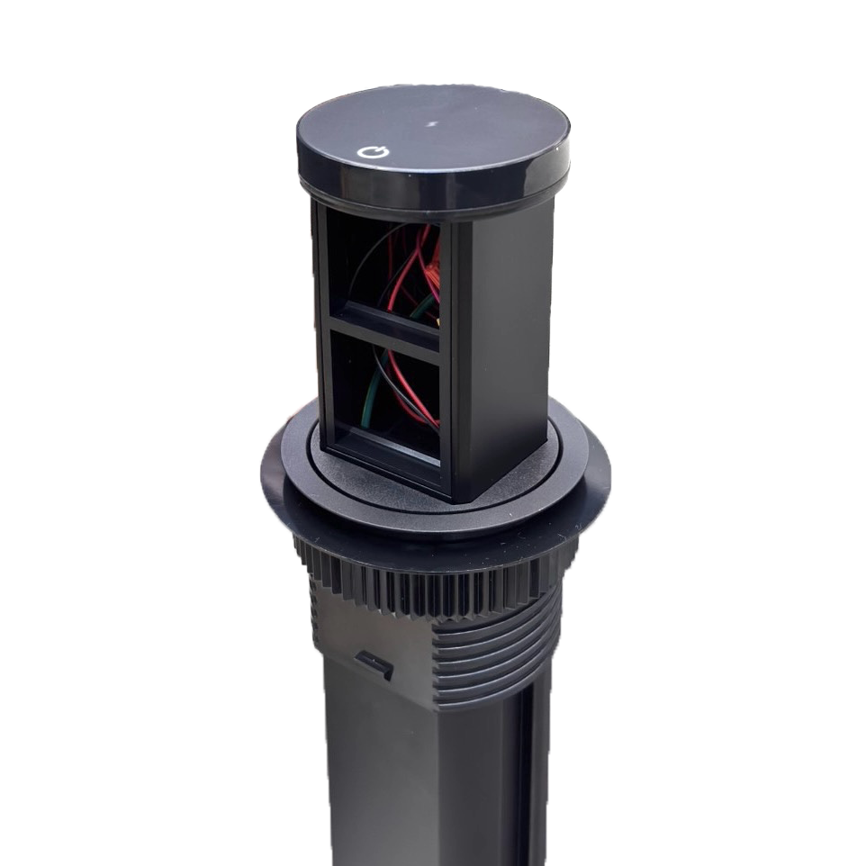 Socket box with motorized push mechanism 4-module SMT-4B/2 black
