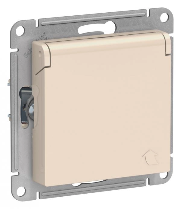 Schneider Atlas Վարդակ Հողանցումով Կափարիչով Բեժ